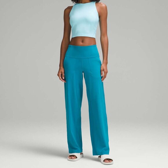 Lululemon Align High-Rise Wide-Leg Pant Size 14 Hawaiian Blue Teal $128 Lounge - Picture 1 of 5